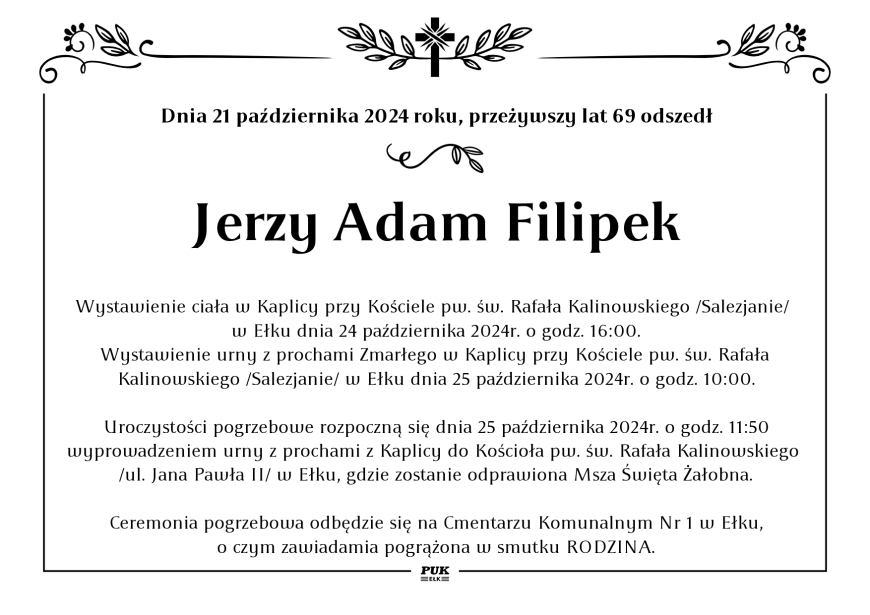 Jerzy Adam Filipek - nekrolog